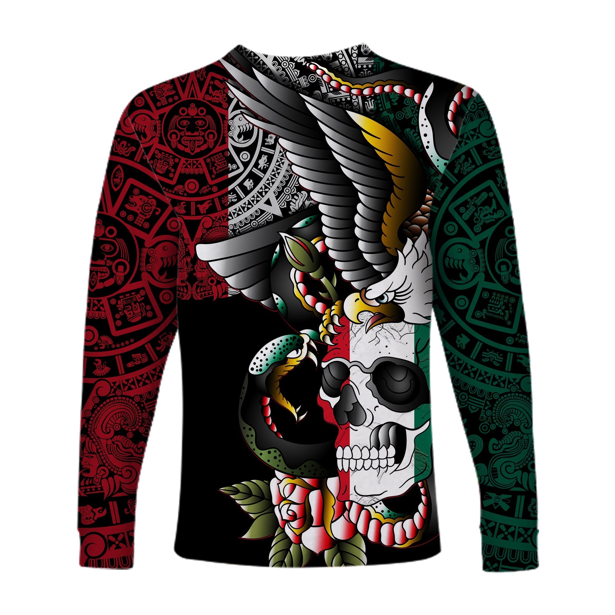 mexico-long-sleeve-shirt-mexican-skull-eagle-with-angry-snake