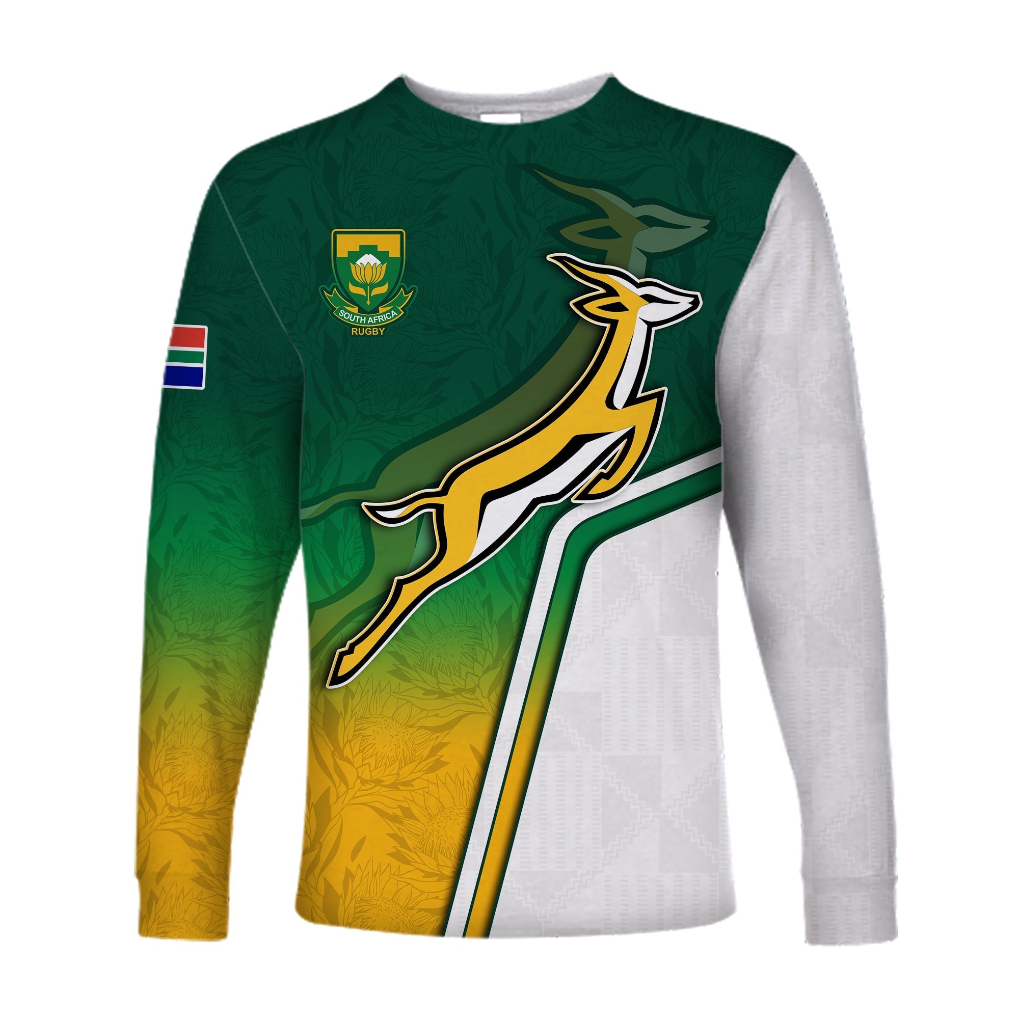 custom-text-and-number-south-africa-rugby-long-sleeve-shirt-protea-flower-springboks-go-bokke