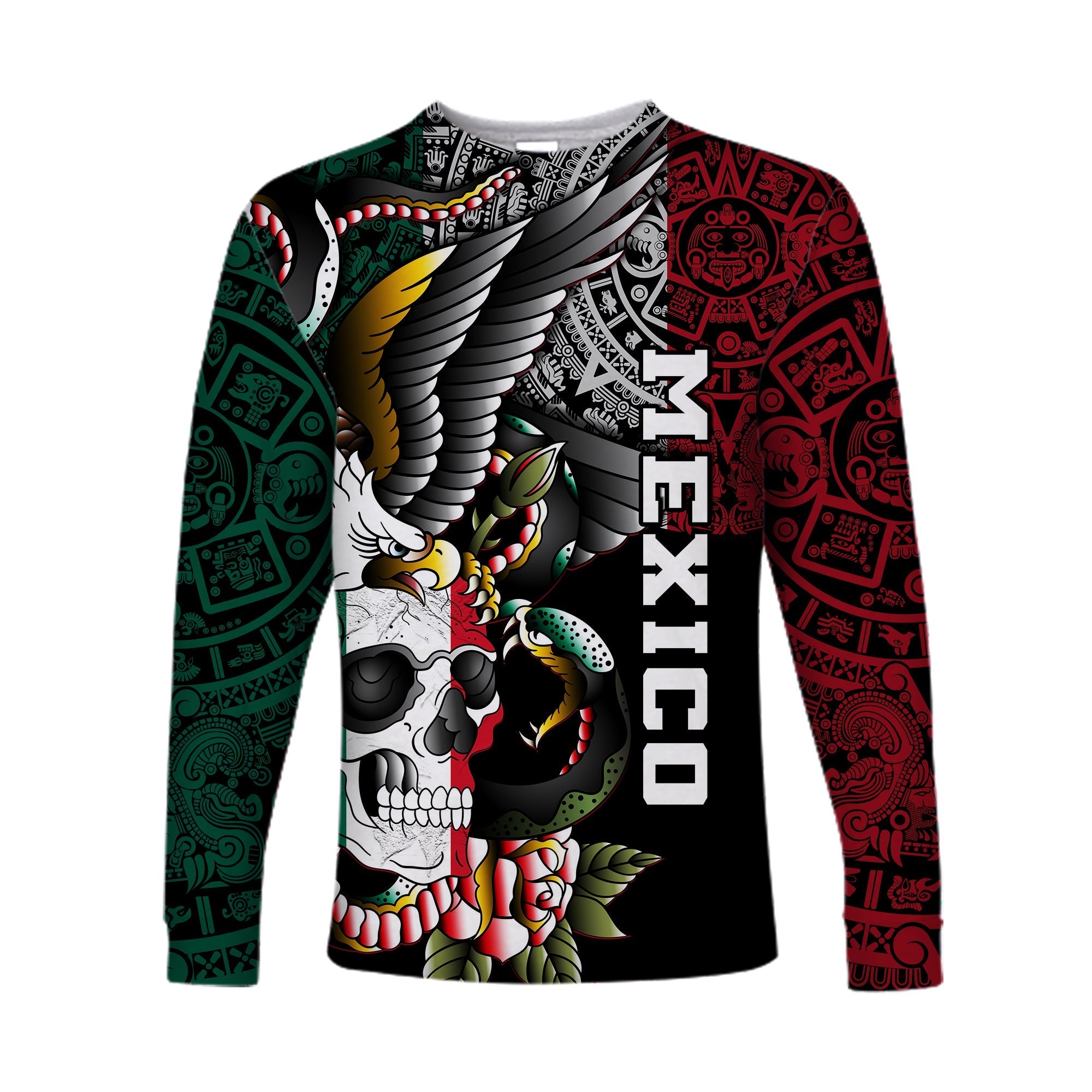 mexico-long-sleeve-shirt-mexican-skull-eagle-with-angry-snake