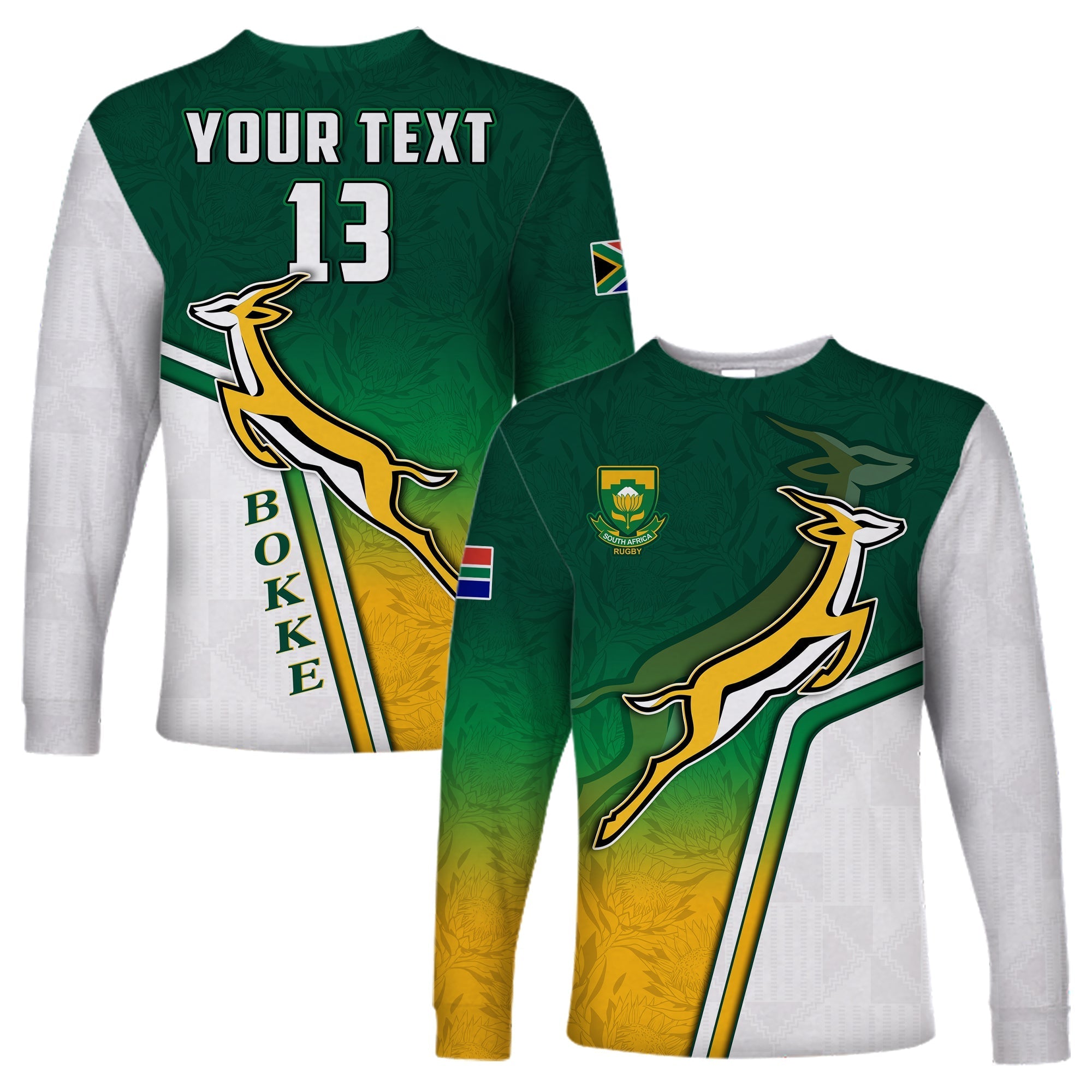 custom-text-and-number-south-africa-rugby-long-sleeve-shirt-protea-flower-springboks-go-bokke