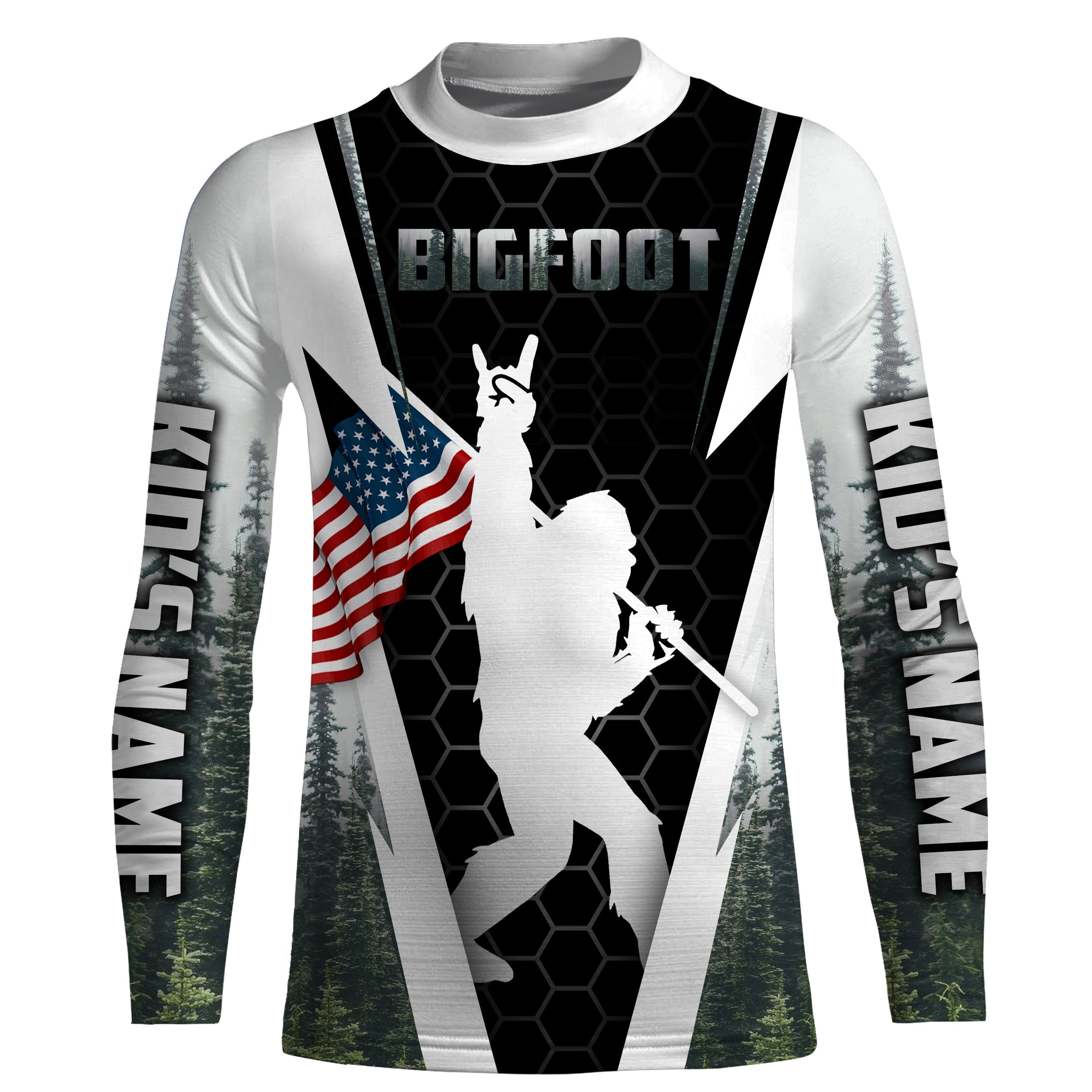 american-us-flag-patriotic-bigfoot-t-shirts-forest-background-personalized-bigfoot-camping-shirt-3d-custom-name-shirts-uv-protection-upf-30-fishing-long-sleeve-shirts