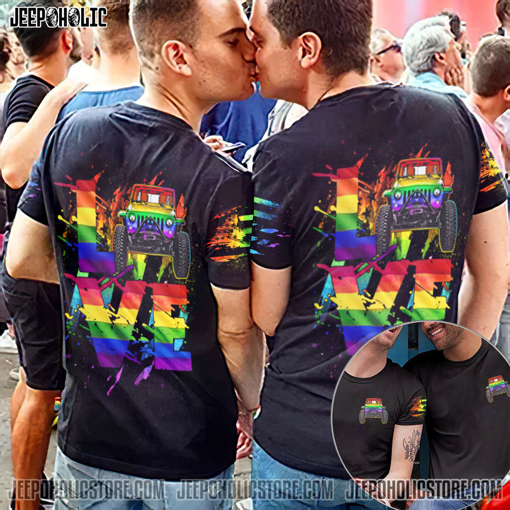 Jeep Love Rainbow Couple All Over Print