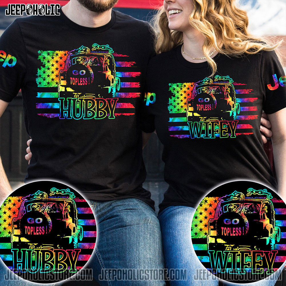 Hubby Wifey Go Topless Jeep Couple All Over Print