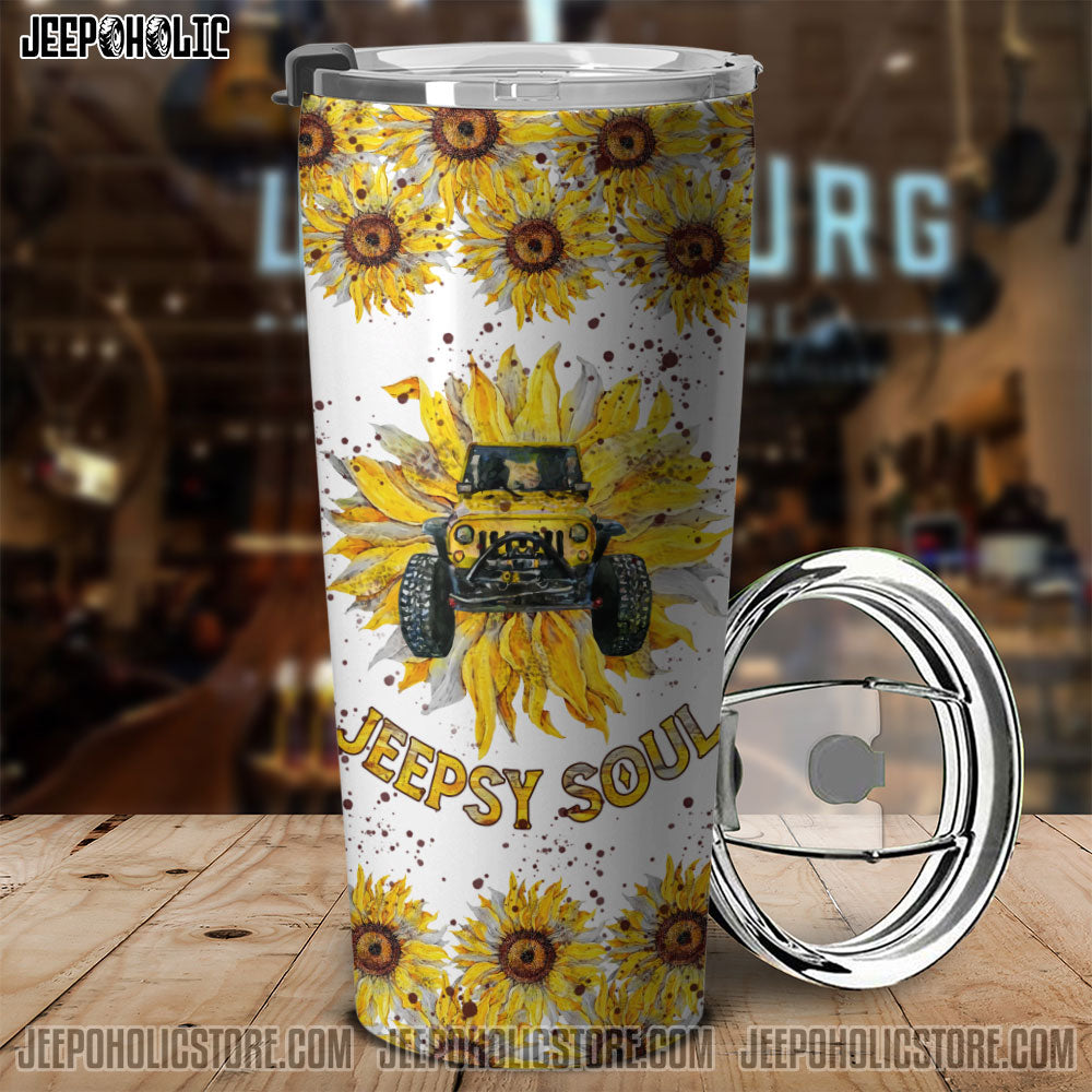 Personalized Jeepsy Soul Sunflower Leopard Tumbler