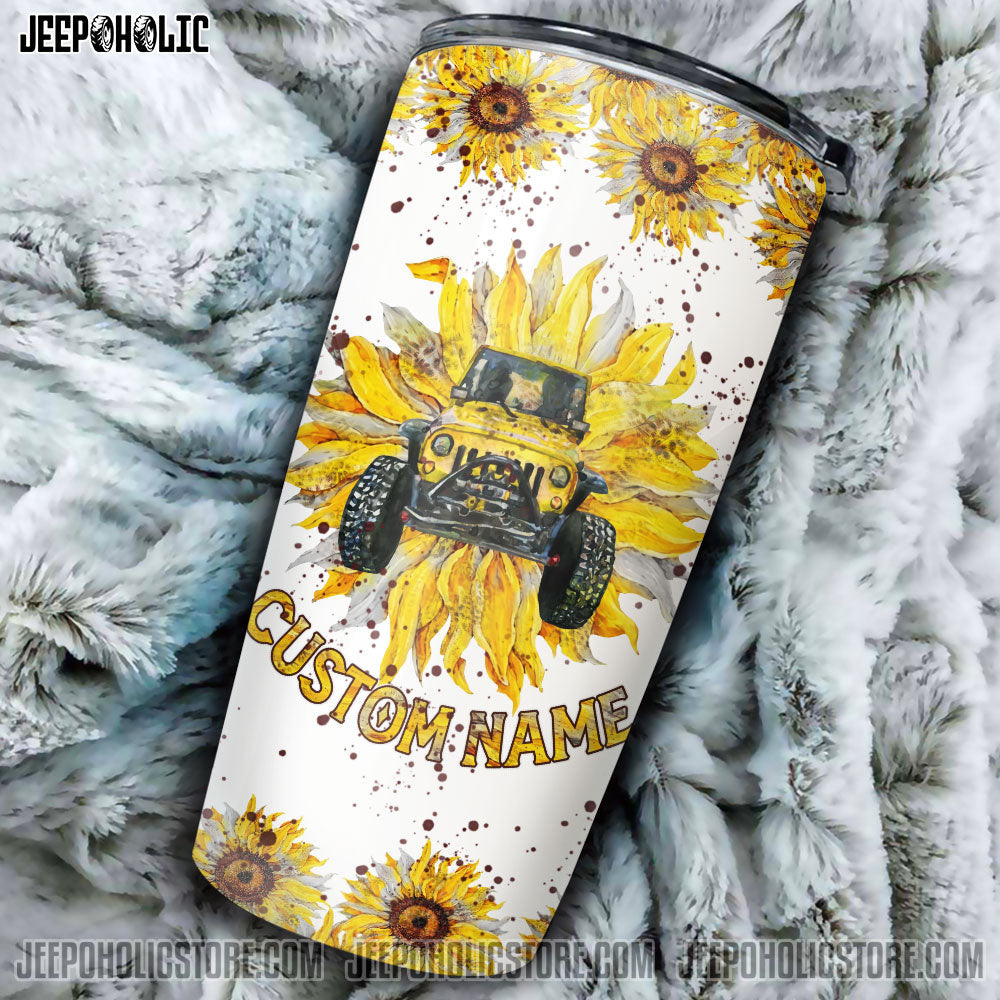 Personalized Jeepsy Soul Sunflower Leopard Tumbler