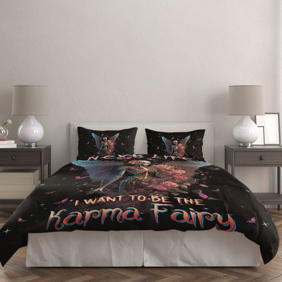 Karma Fairy Skull Skeleton Rose Bedding Set