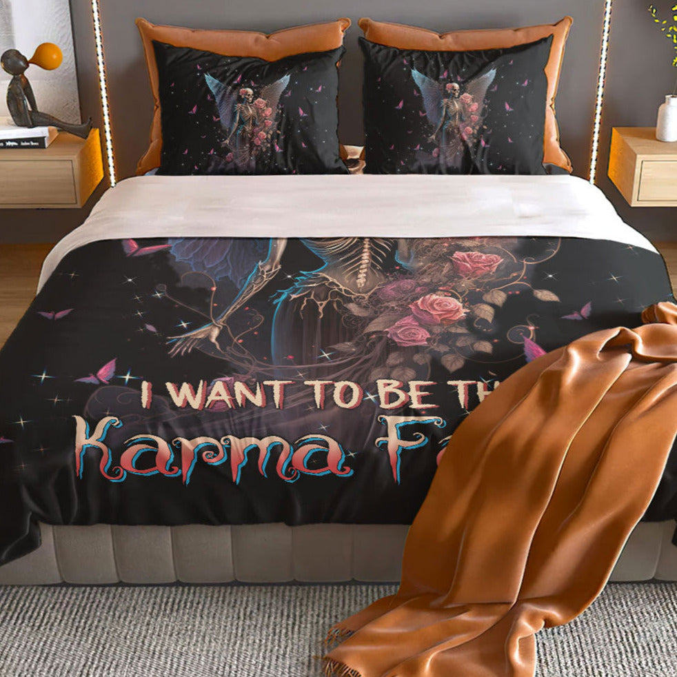 Karma Fairy Skull Skeleton Rose Bedding Set