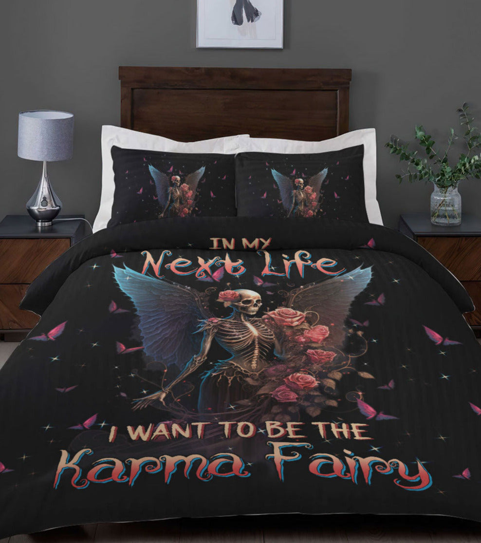 Karma Fairy Skull Skeleton Rose Bedding Set