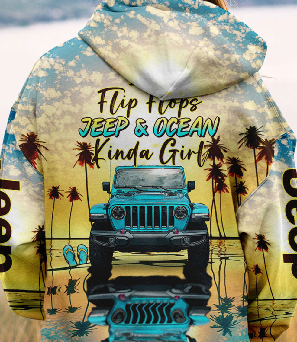 Flip Flops Jeep Ocean Kinda Girl Tie Dye Hoodie