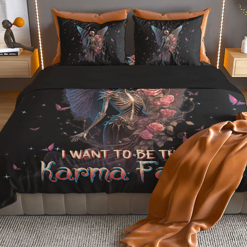 Karma Fairy Skull Skeleton Rose Bedding Set