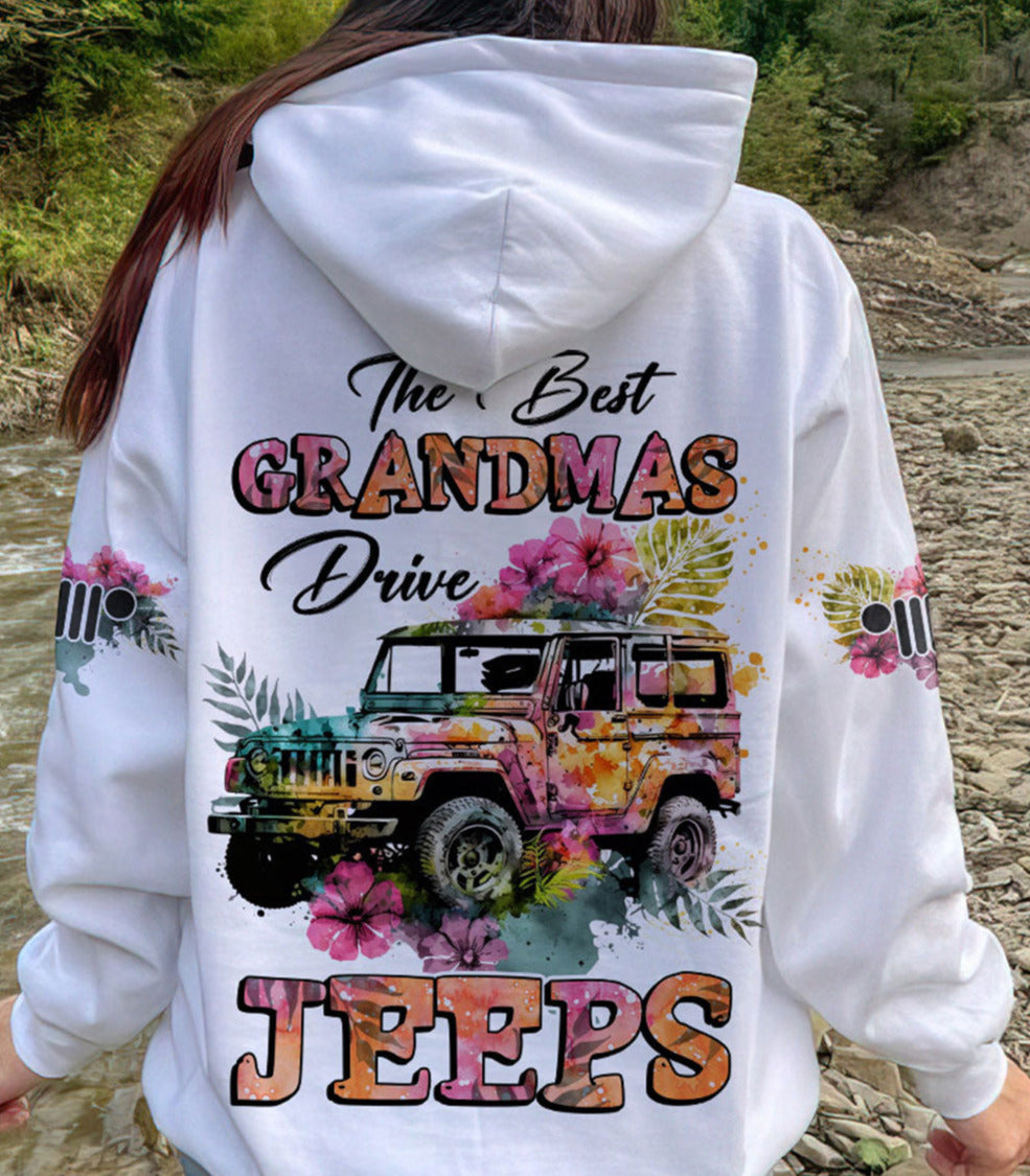 The Best Grandmas Drive Jeeps Hibiscus Hoodie