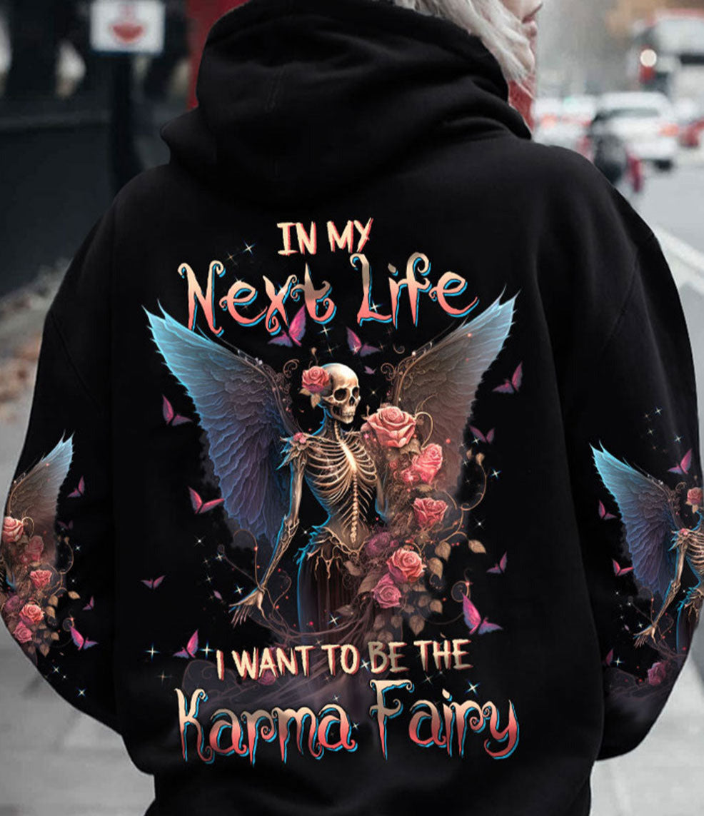 Karma Fairy Skull Skeleton Rose All Over Print Hoodie