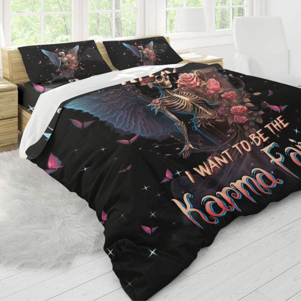 Karma Fairy Skull Skeleton Rose Bedding Set