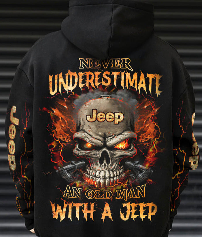 Never Underestimate An Old Man Jeep Hoodie Fire