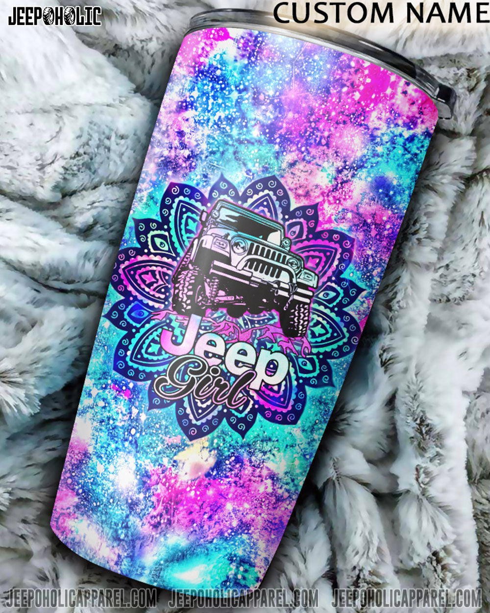 Personalized Jeep Girl Mandala Galaxy Tumbler