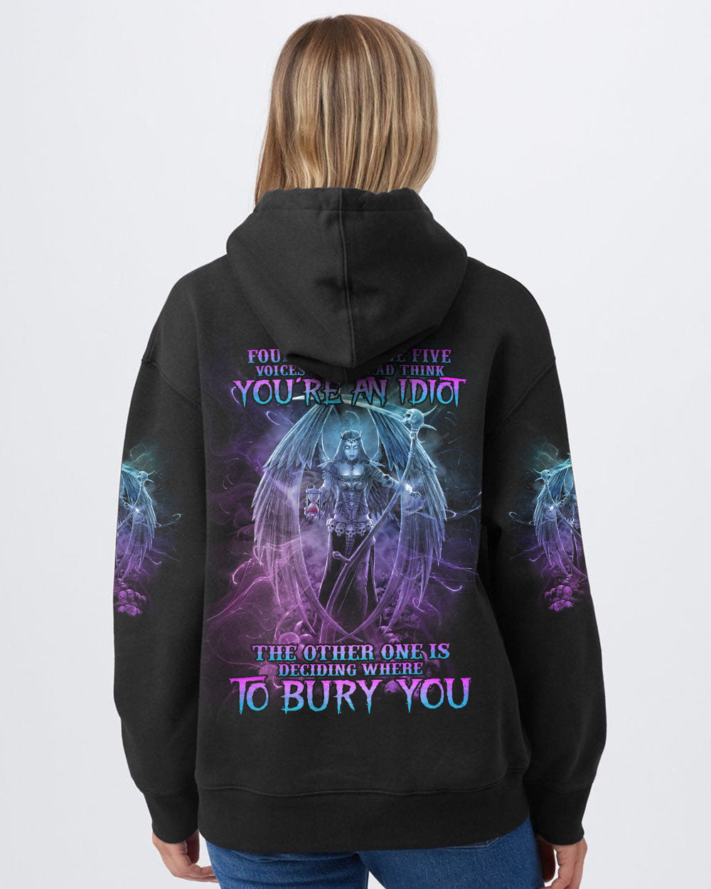 four-out-of-the-five-voices-in-my-head-think-youre-an-idiot-womens-skull-hoodie