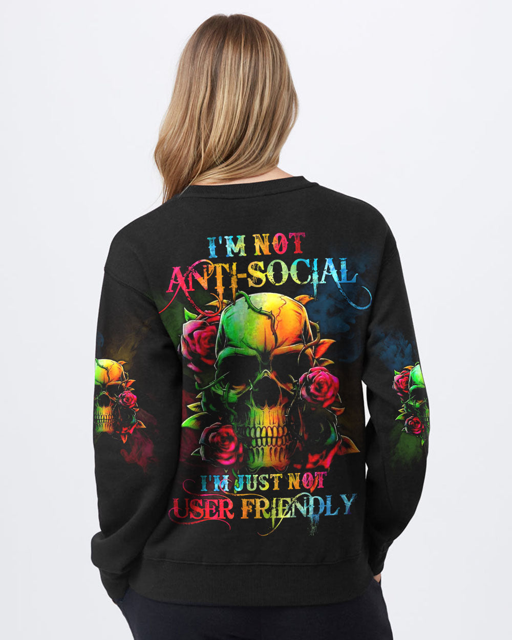 im-not-anti-social-im-just-not-user-friendly-rose-womens-skull-sweatshirt