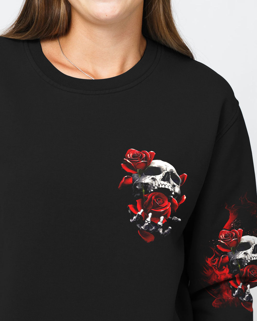 of-course-im-going-to-hell-i-just-here-to-pick-you-up-rose-womens-skull-sweatshirt