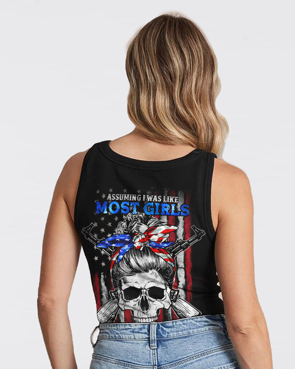 assuming-i-was-like-most-girls-messy-bun-skull-womens-patriotic-tank-top