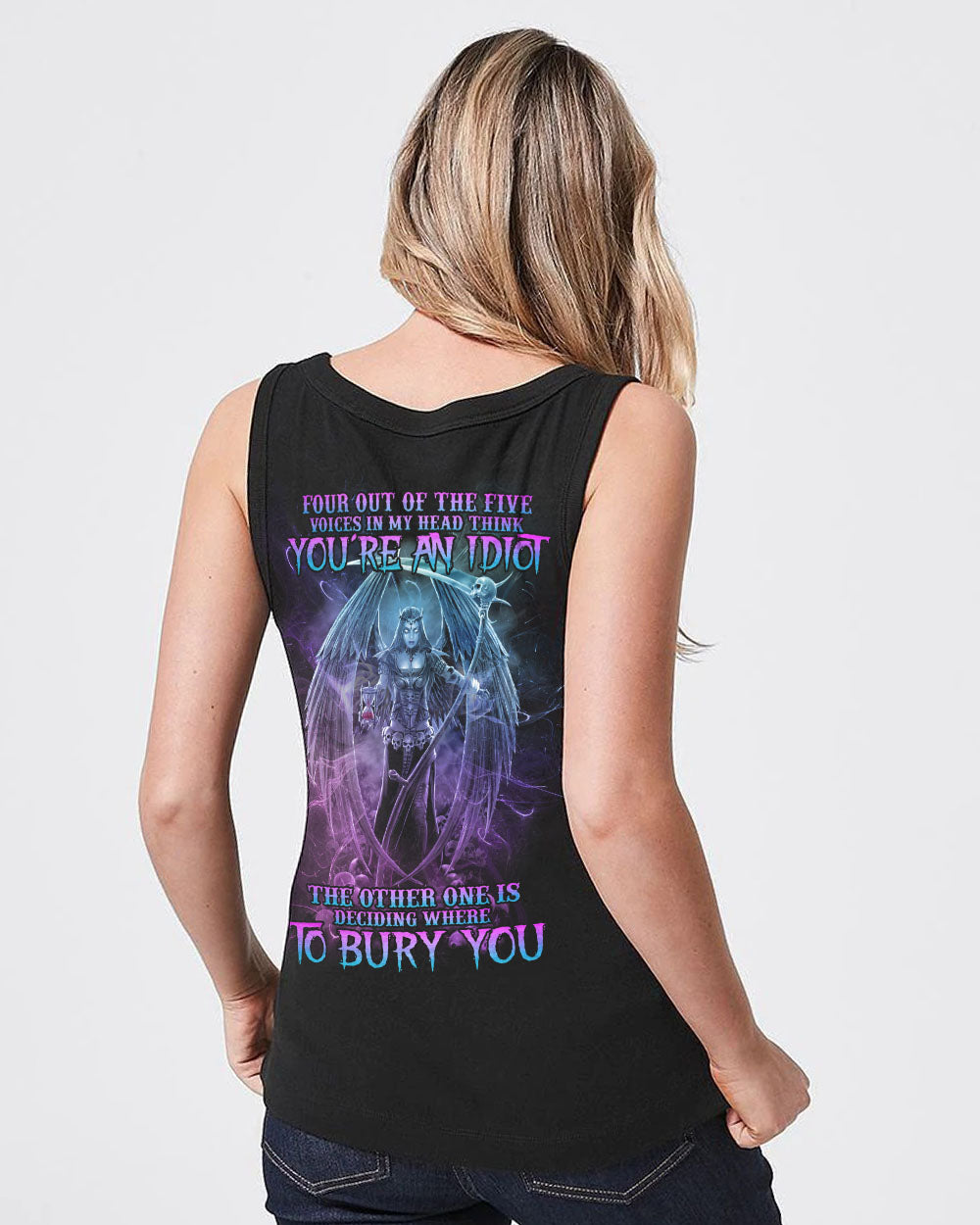 four-out-of-the-five-voices-in-my-head-think-youre-an-idiot-womens-skull-tank-top