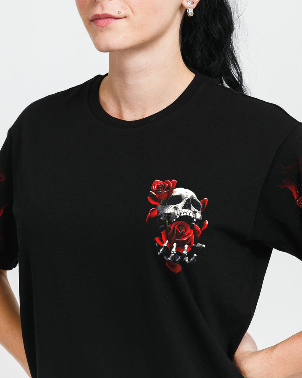 of-course-im-going-to-hell-i-just-here-to-pick-you-up-rose-womens-skull-t-shirt