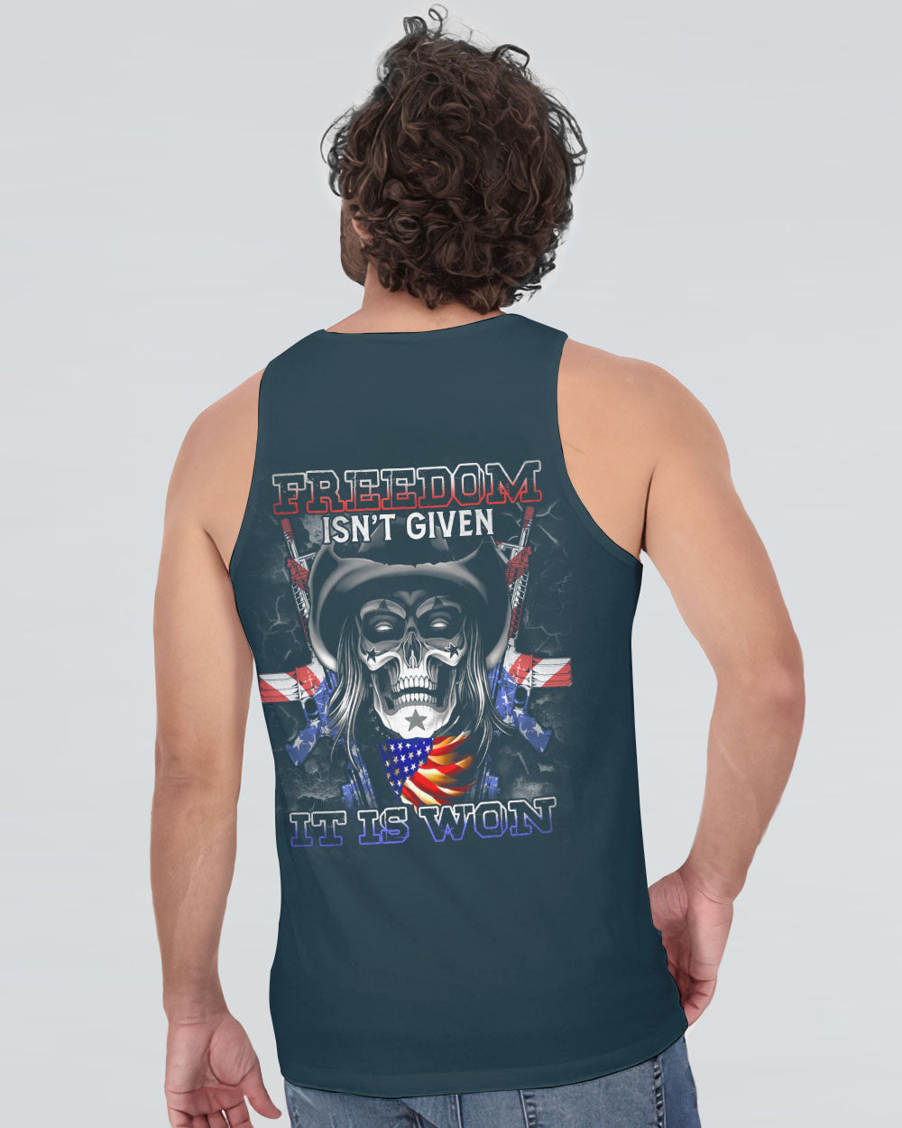 freedom-isnt-given-skull-mens-patriotic-tank-top