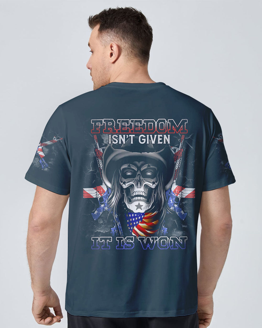 freedom-isnt-given-skull-mens-patriotic-t-shirt