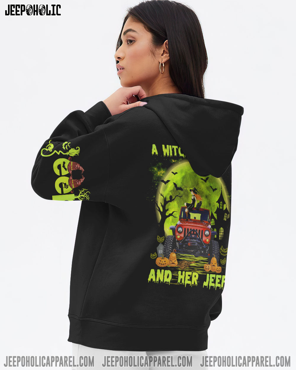 A Witch Her Cat And Her Jeep Halloween All Over Print