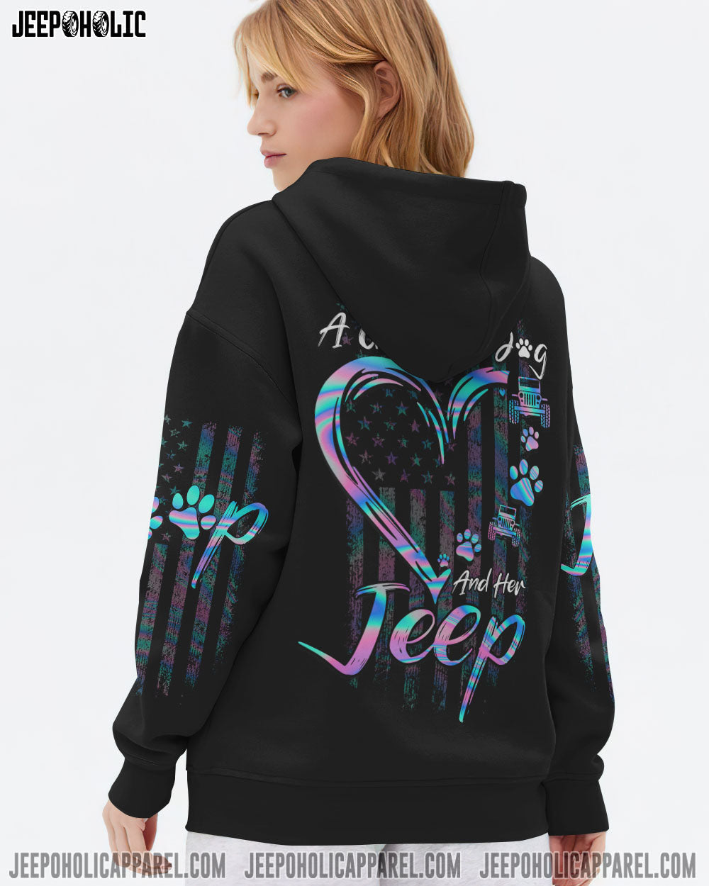 A Girl Her Dog And Her Jeep All Over Print