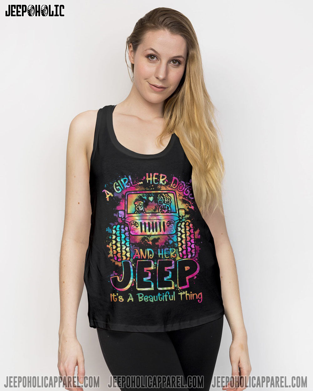 A Girl Her Dogs And Her Jeep All Over Print