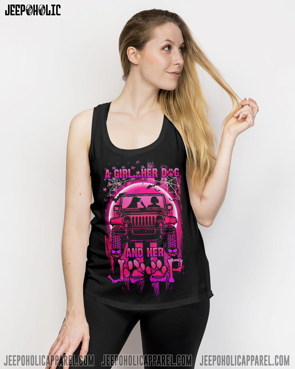 A Girl Her Dog And Her Jeep Halloween All Over Print