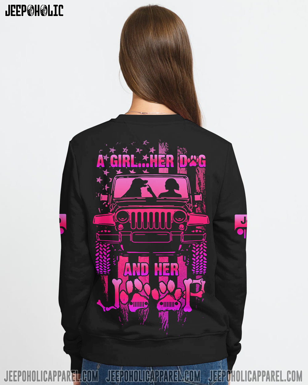 A Girl Her Dog And Her Jeep All Over Print