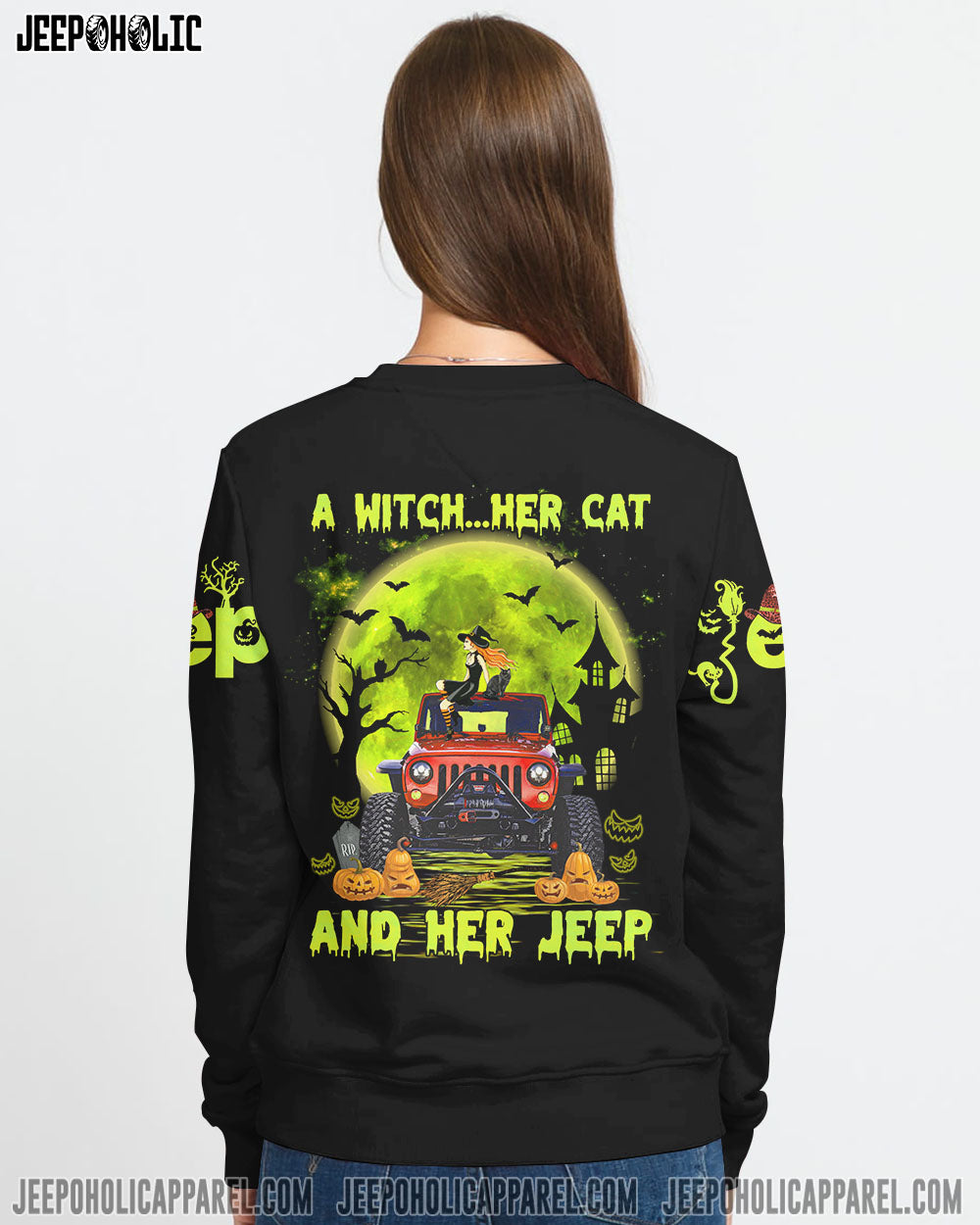 A Witch Her Cat And Her Jeep Halloween All Over Print