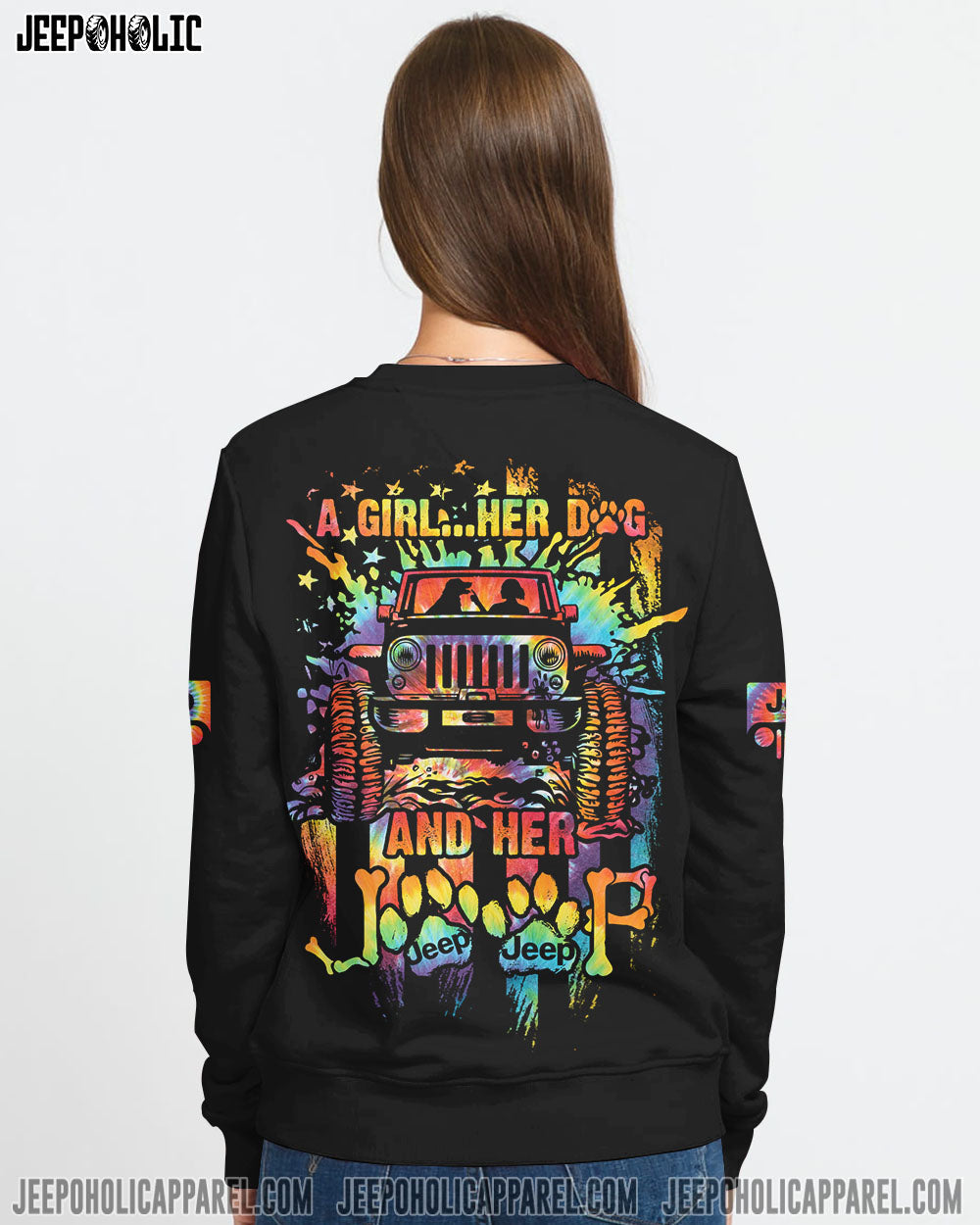 A Girl Her Dog And Her Jeep All Over Print