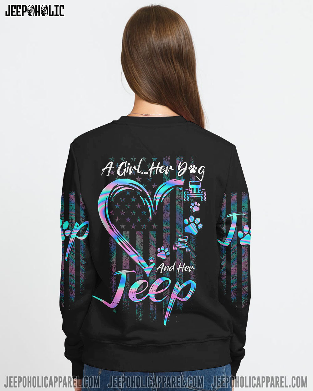 A Girl Her Dog And Her Jeep All Over Print