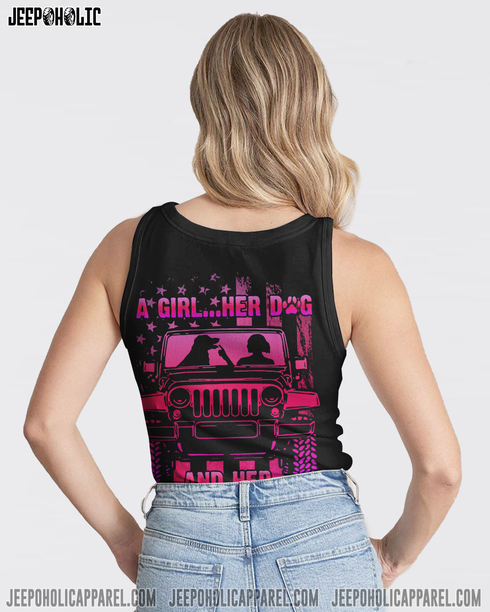 A Girl Her Dog And Her Jeep All Over Print