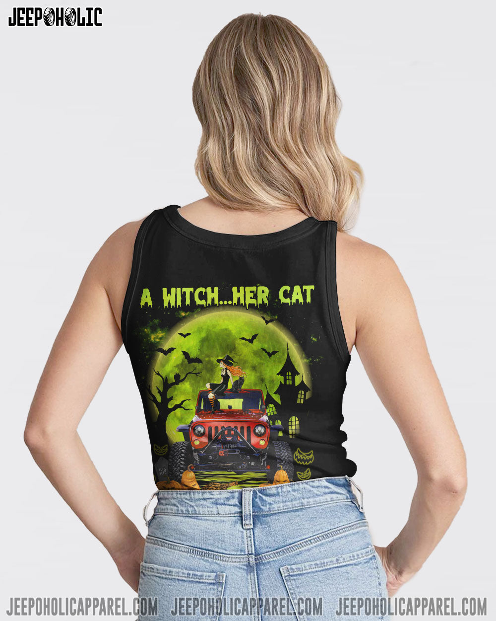 A Witch Her Cat And Her Jeep Halloween All Over Print