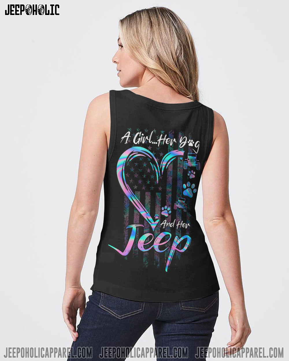 A Girl Her Dog And Her Jeep All Over Print