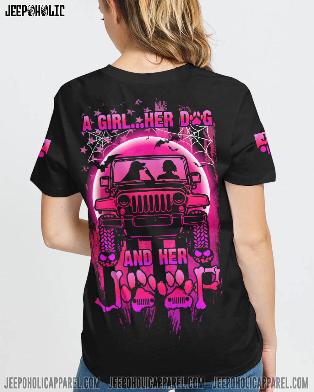 A Girl Her Dog And Her Jeep Halloween All Over Print