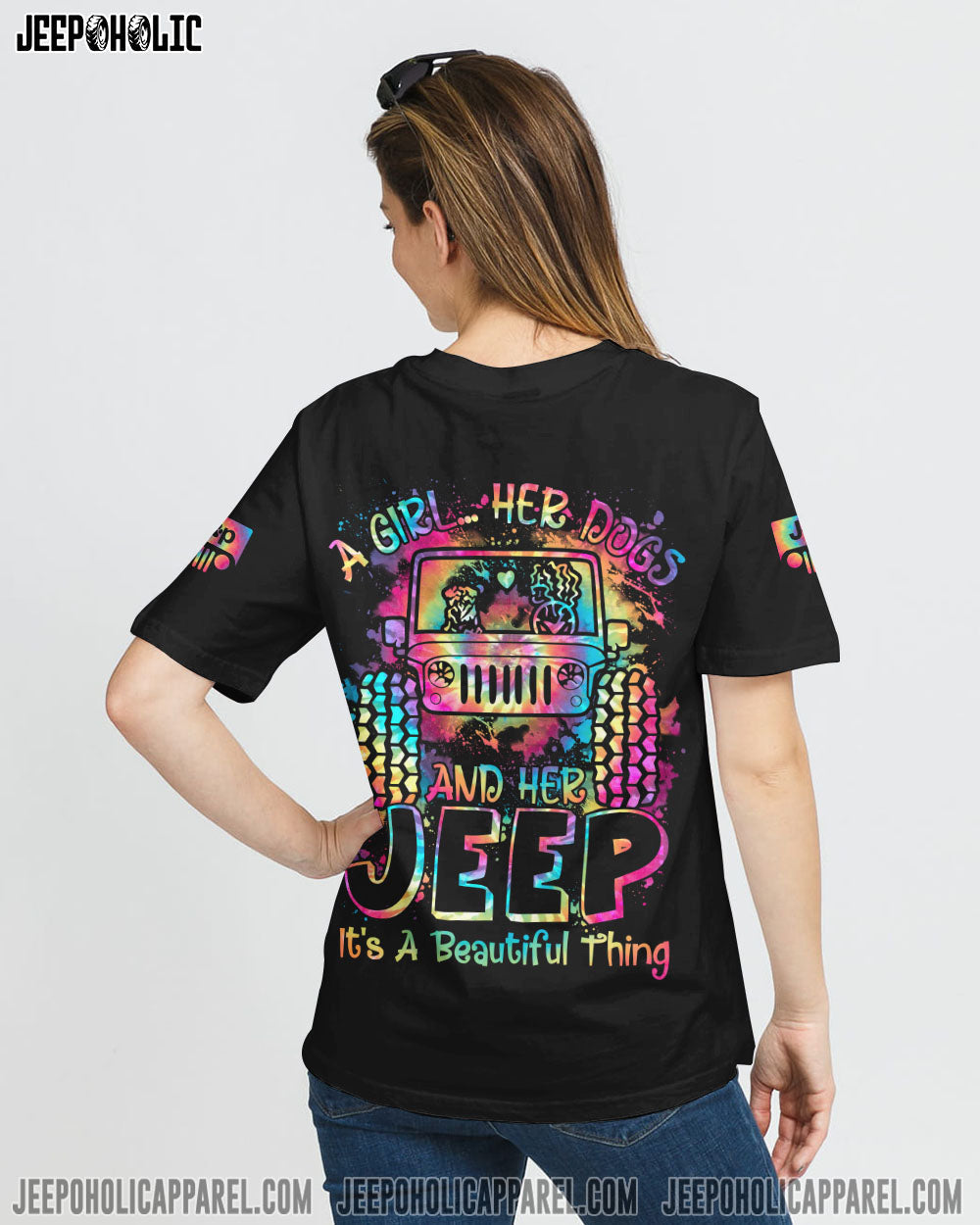 A Girl Her Dogs And Her Jeep All Over Print