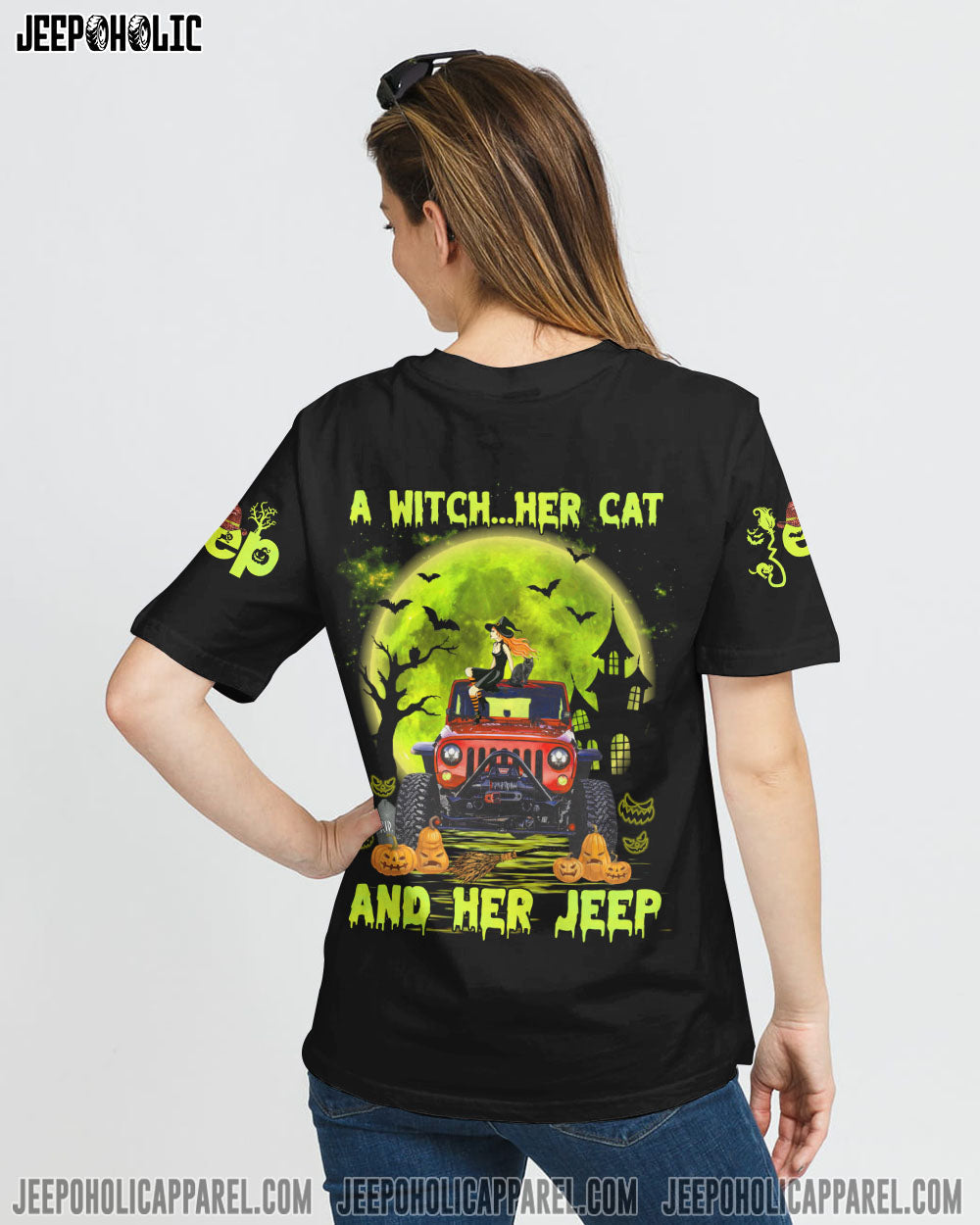 A Witch Her Cat And Her Jeep Halloween All Over Print