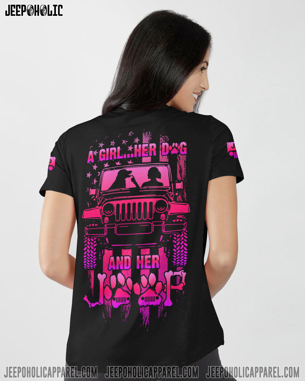 A Girl Her Dog And Her Jeep All Over Print