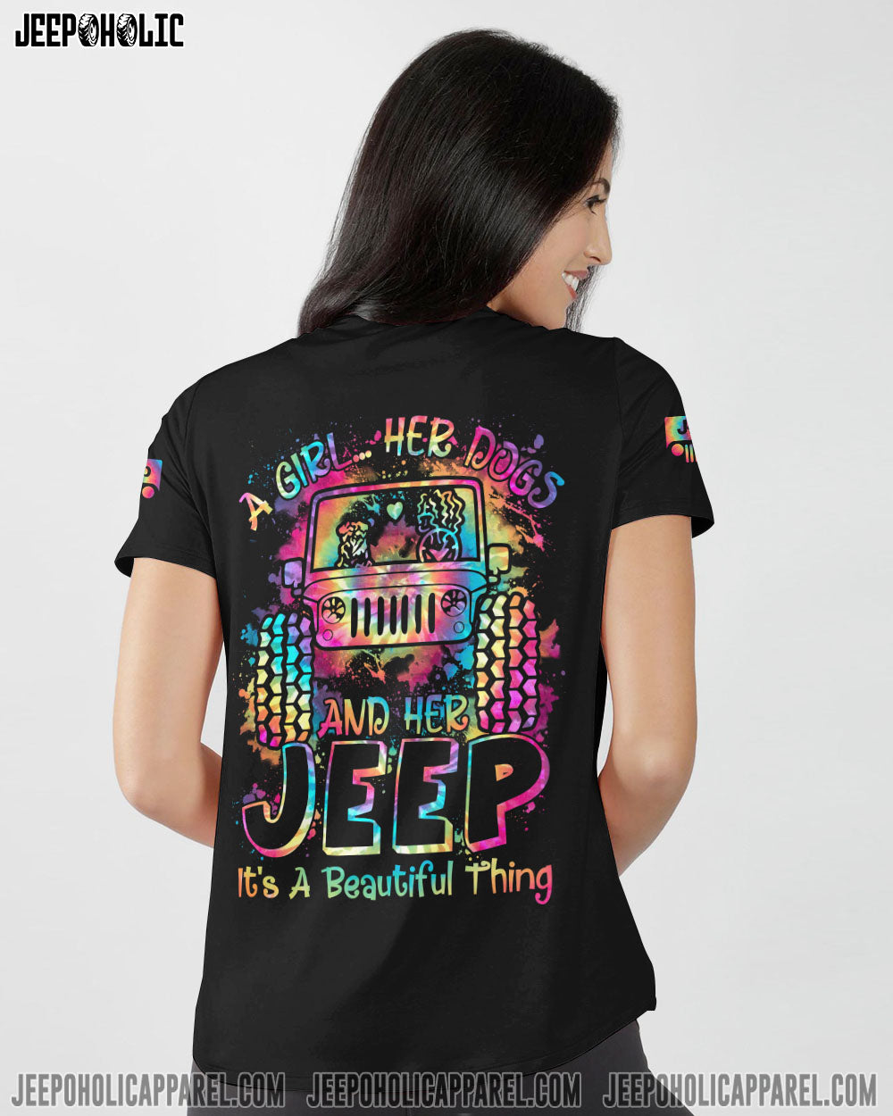 A Girl Her Dogs And Her Jeep All Over Print