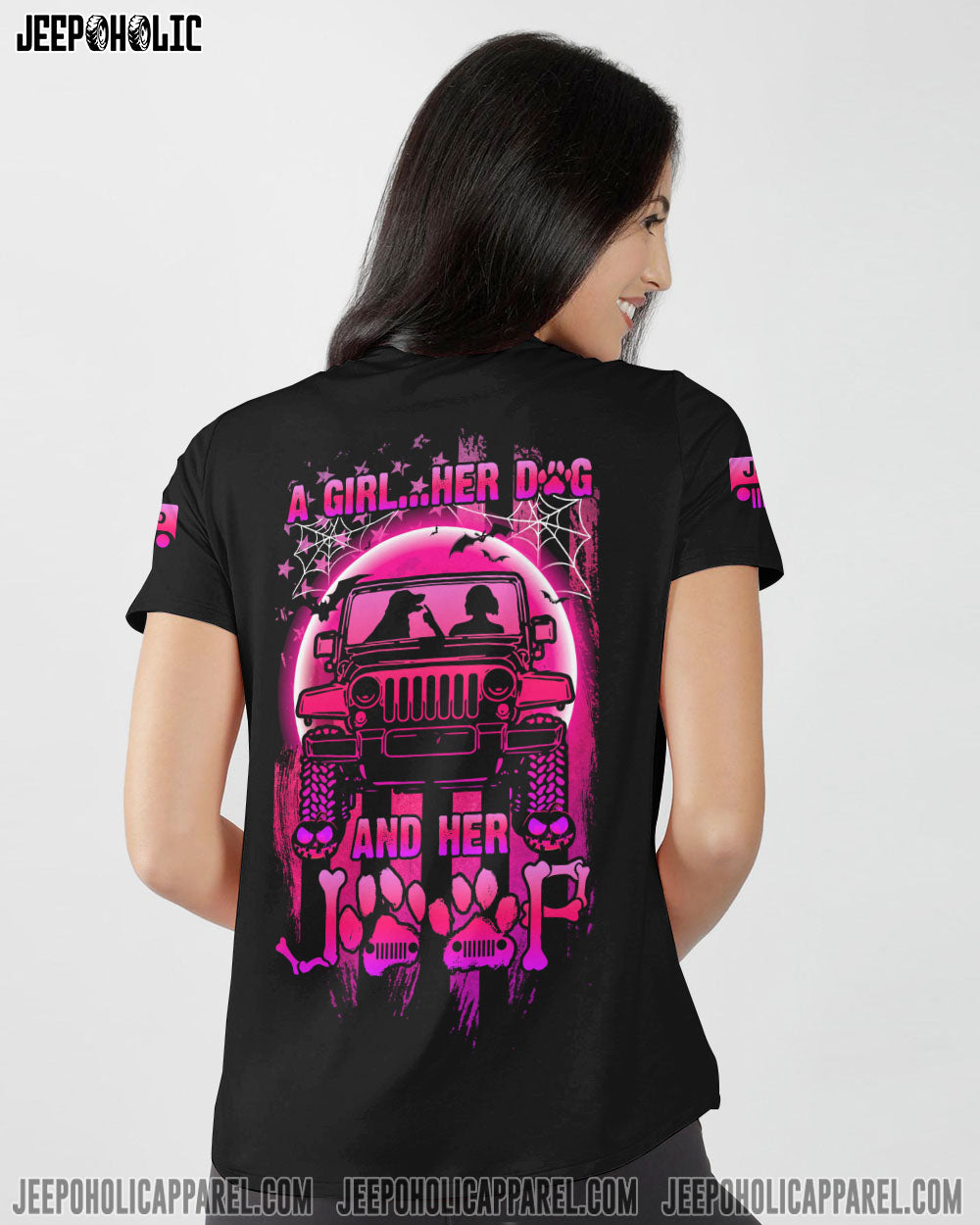 A Girl Her Dog And Her Jeep Halloween All Over Print