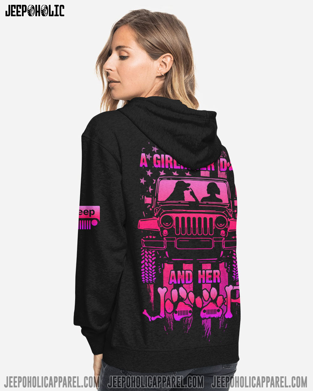 A Girl Her Dog And Her Jeep All Over Print