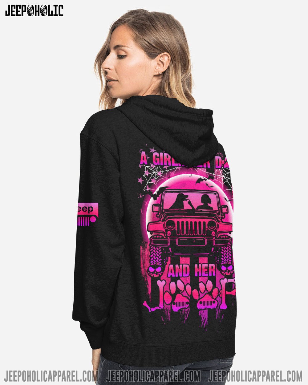 A Girl Her Dog And Her Jeep Halloween All Over Print