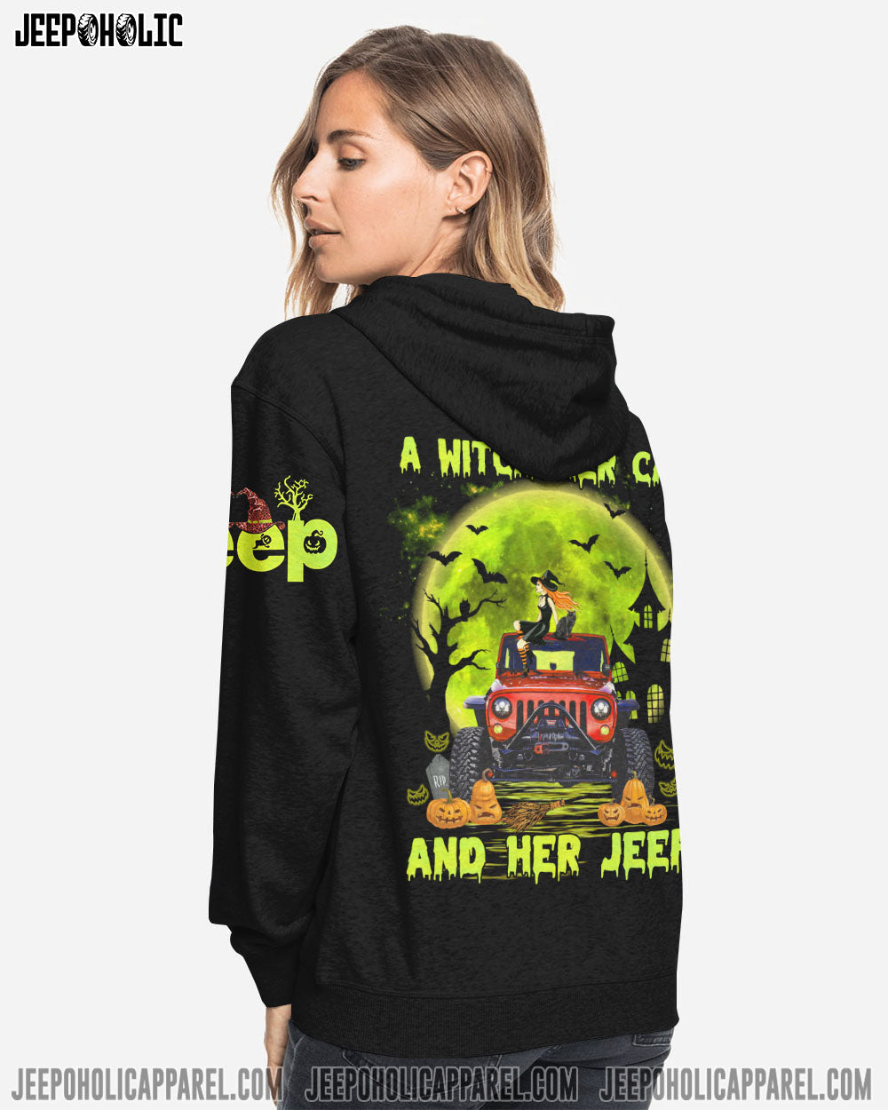 A Witch Her Cat And Her Jeep Halloween All Over Print