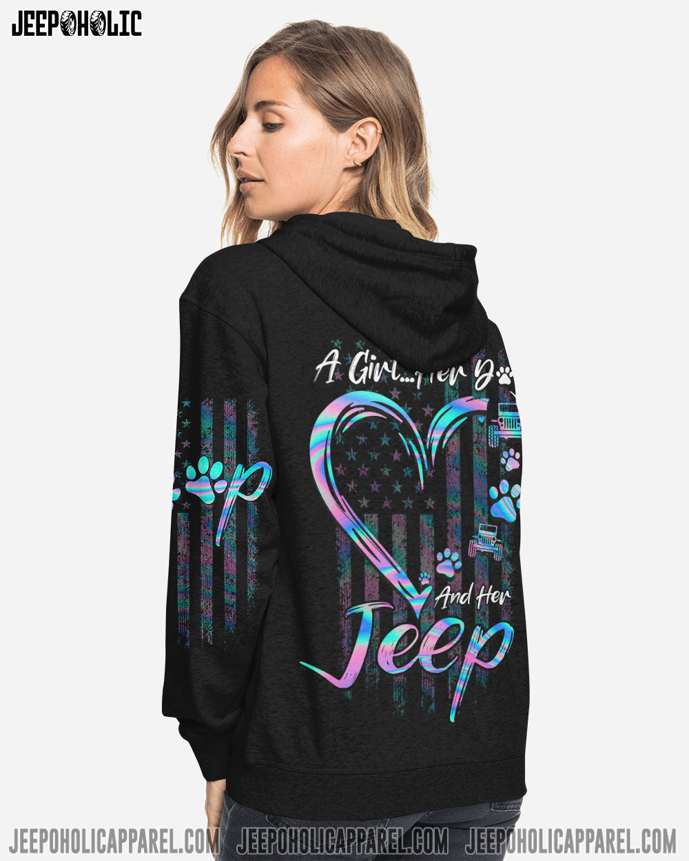 A Girl Her Dog And Her Jeep All Over Print