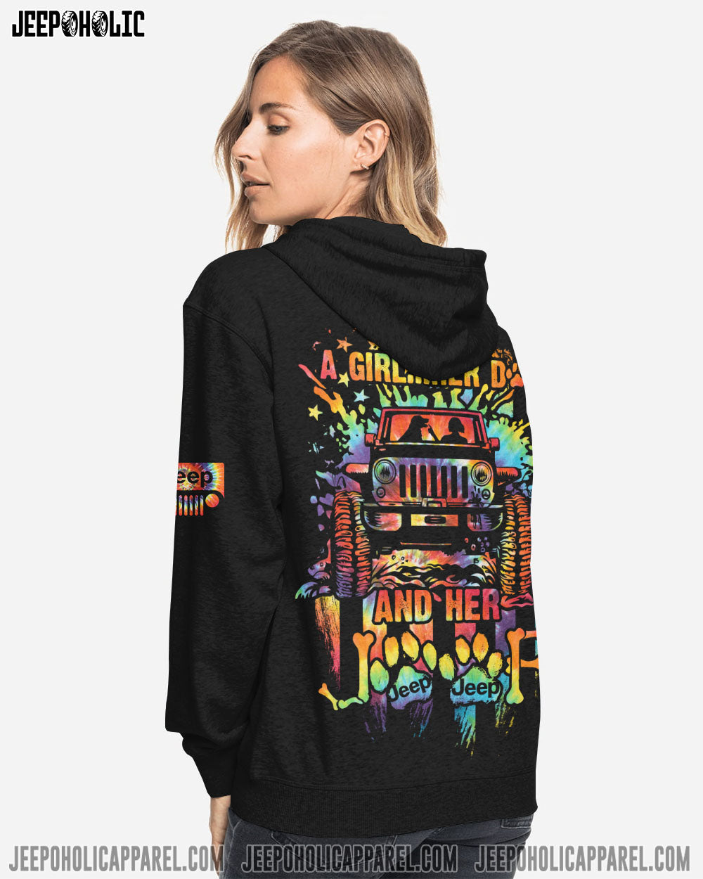 A Girl Her Dog And Her Jeep All Over Print