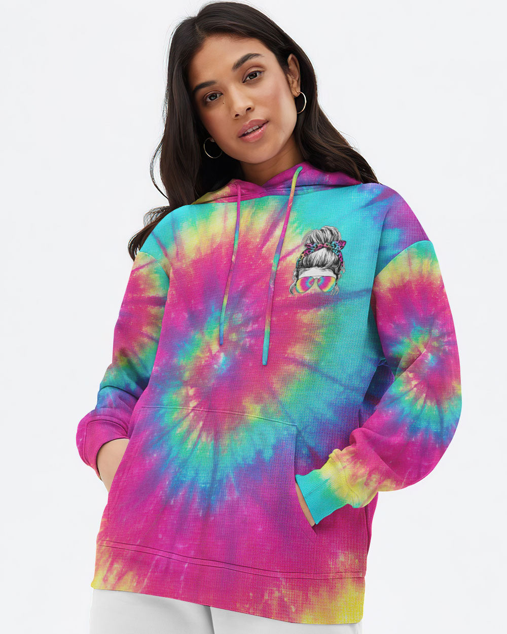 one-loved-mama-messy-bun-tie-dye-womens-skull-hoodie